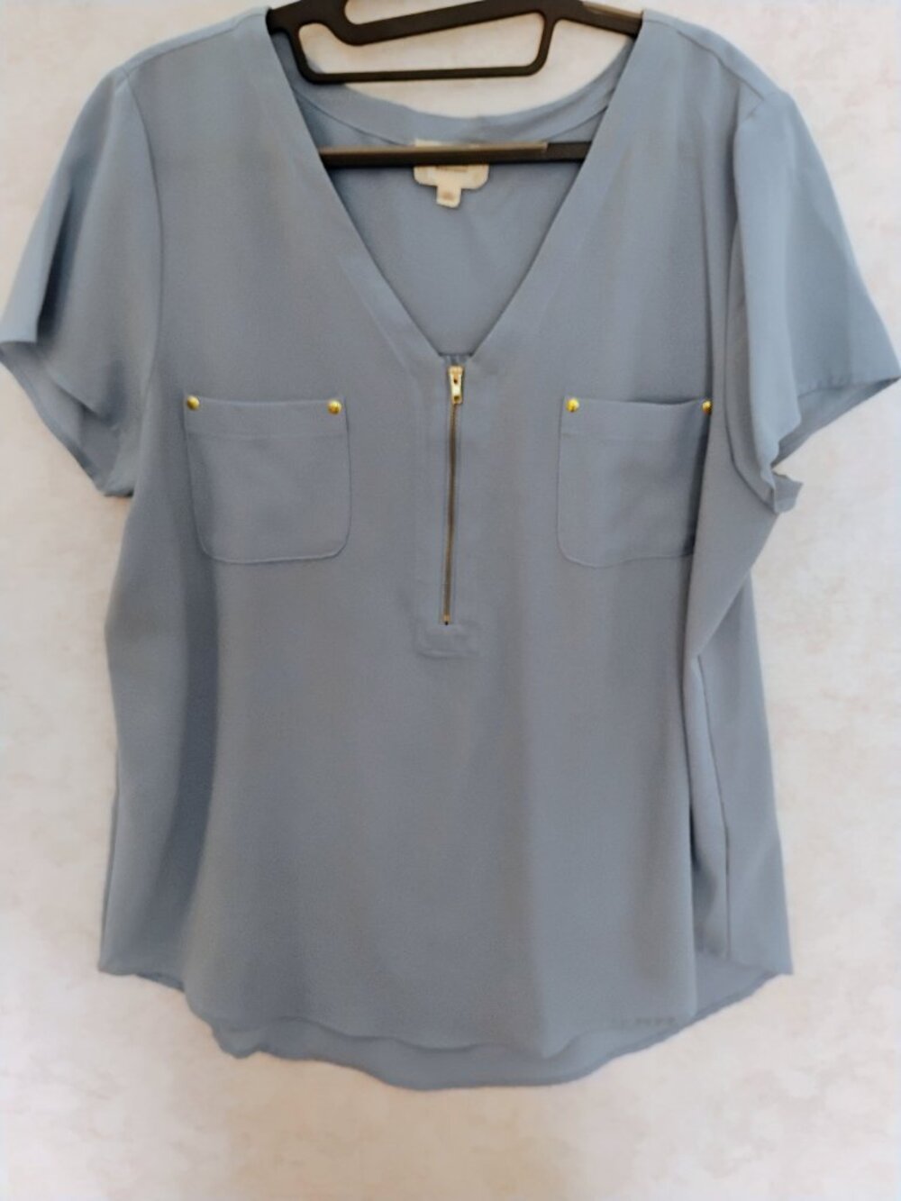 Perch Blu Pepper Steel Blue Zip Blouse size 1XL